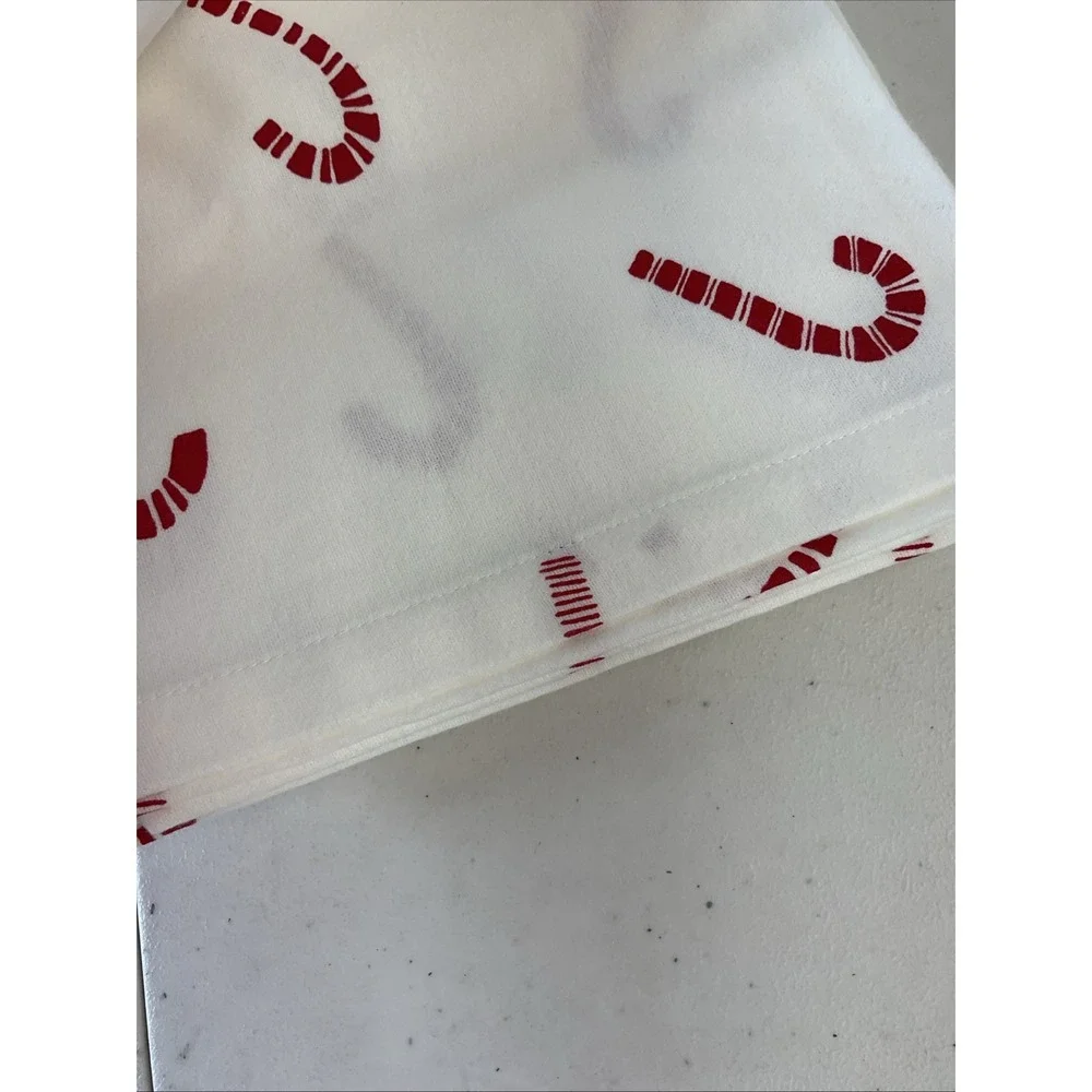 New Garnet Hill Organic Cotton Candy Cane Print Flat Sheet‎ Size Twin Holiday
